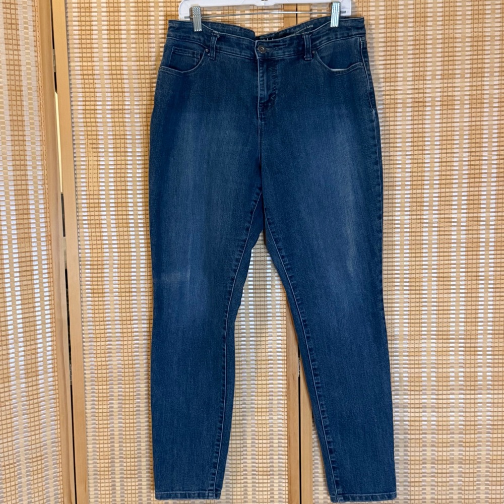 Style & Co Curvy Skinny Leg Jeans Womens 14 Medium Wash Blue Stretch Denim Boho
